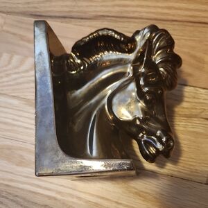 Gold Horse Head Bookend Vintage Hobbyist Piece Gold Metallic